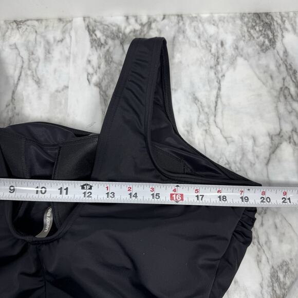 Lands End Tugless Tank Swimsuit 22W Black Low Leg One Piece Bathing - Picture 6 of 10